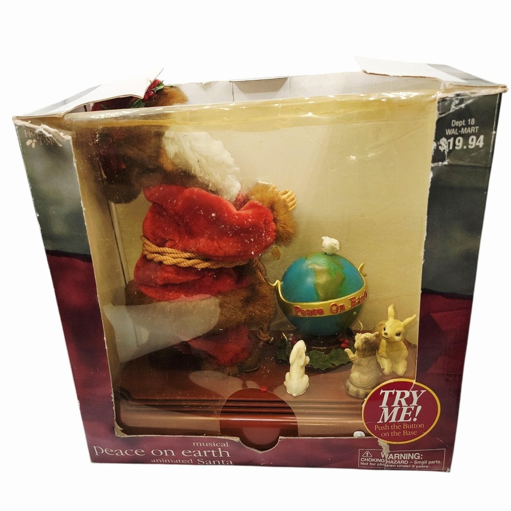 Holiday Time Musical Peace on Earth Animated Santa Figurine w/ Box WORKS - Picture 9 of 10